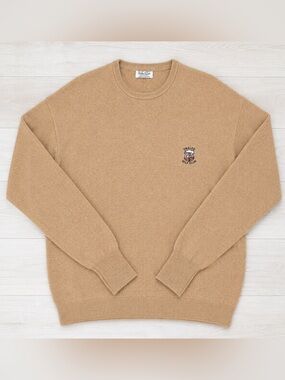 Peter Scott Scotland 100% Lambswool Golf Sweater Tan Made in Scotland XL